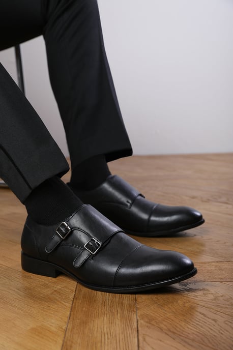 Wheres That From Mens 'Nick' Formal Keith Buckle Twin Monk Shoes - Image 1