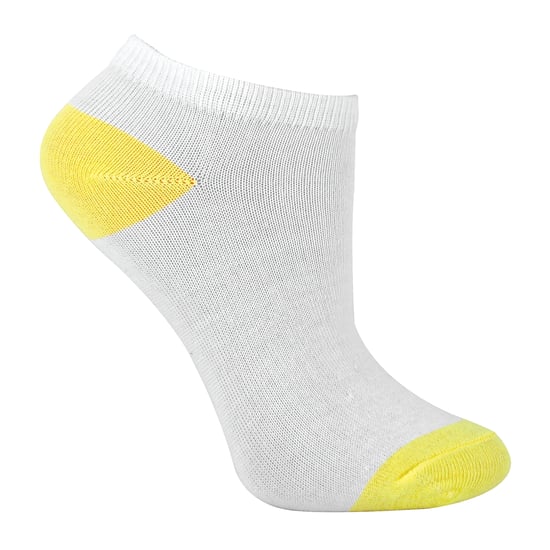 12 Pair Multipack Girls Low Cut Trainer Socks in White | Kids No Show Athletic Running Socks with Contrast Heel & Toe - White - Image 4