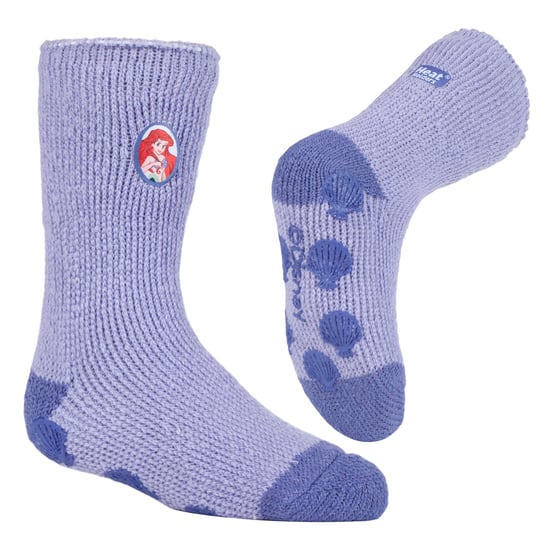 Heat Holders - Childrens Character Non Slip 2.3 TOG Winter Warm Thermal Slipper Socks with Grippers - Little Mermaid - Image 3