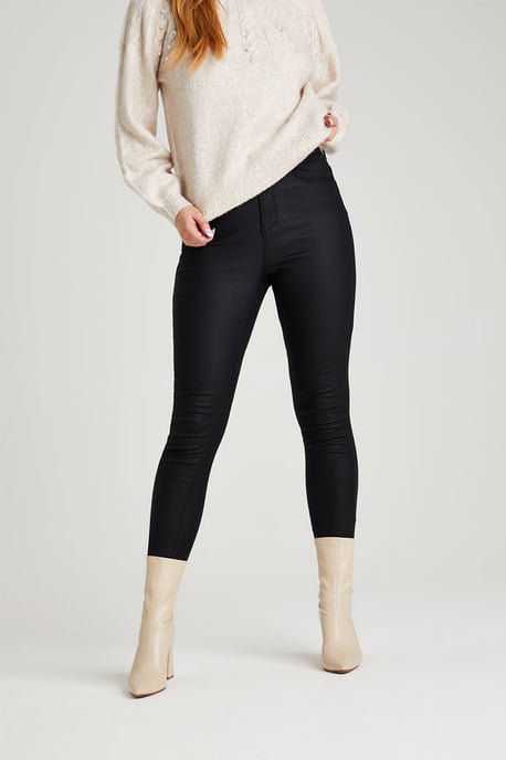 Black Leather-Look High Waist Skinny 'Shaper' Jean - Image 2