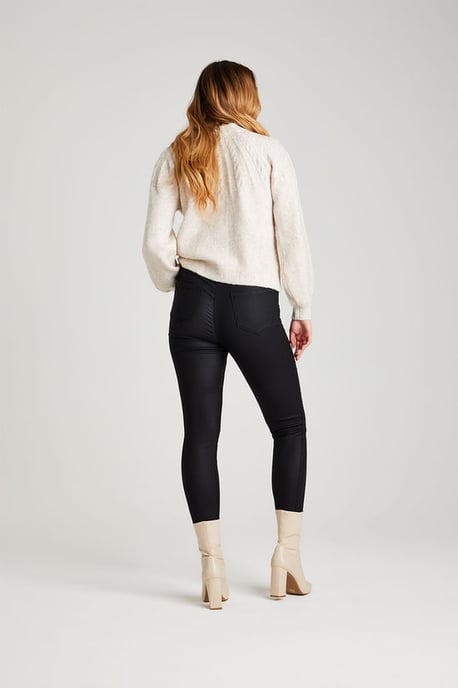 Black Leather-Look High Waist Skinny 'Shaper' Jean - Image 3