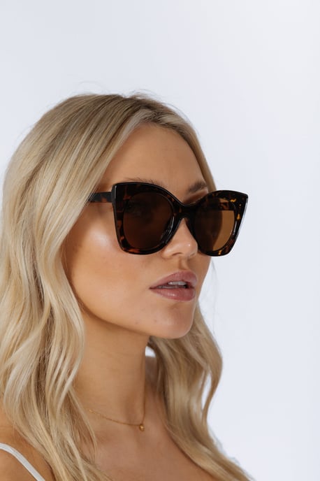 Oversized Round Cat-Eye Sunglasses in Tortoiseshell - Image 1