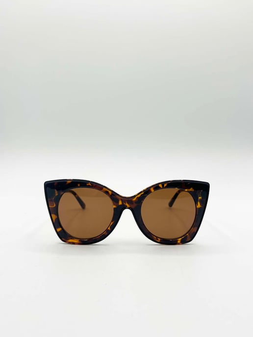 Oversized Round Cat-Eye Sunglasses in Tortoiseshell - Image 2