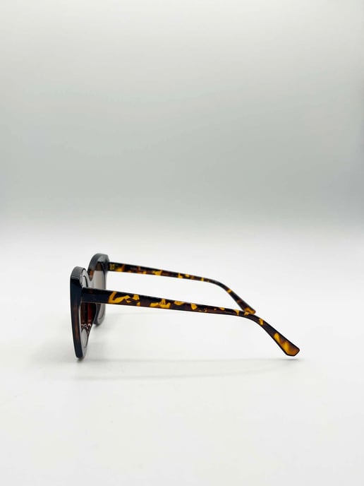 Oversized Round Cat-Eye Sunglasses in Tortoiseshell - Image 5