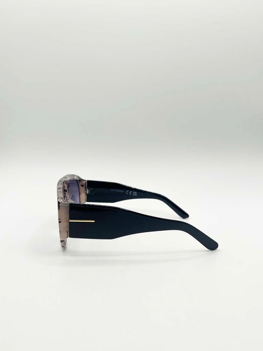 Oversized Rounded Sunglasses Brown Black - Image 4