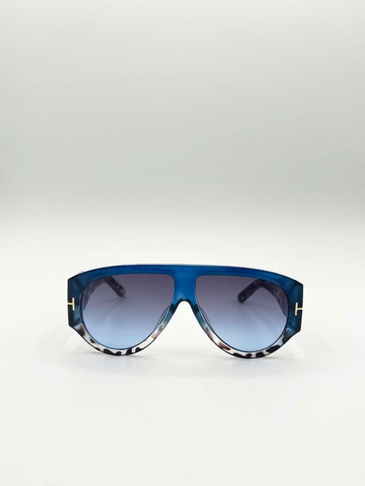 Oversized Rounded Sunglasses Blue Black - Image 1