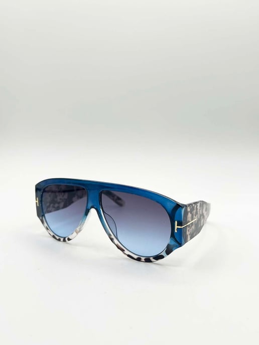Oversized Rounded Sunglasses Blue Black - Image 3