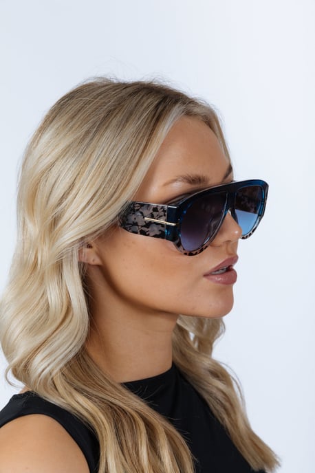 Oversized Rounded Sunglasses Blue Black - Image 5