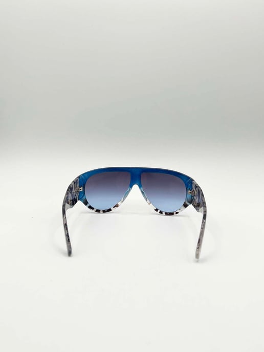 Oversized Rounded Sunglasses Blue Black - Image 6