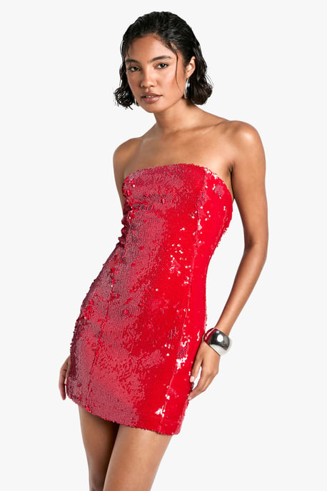 Tall Sequin Bandeau Mini Dress - Image 1