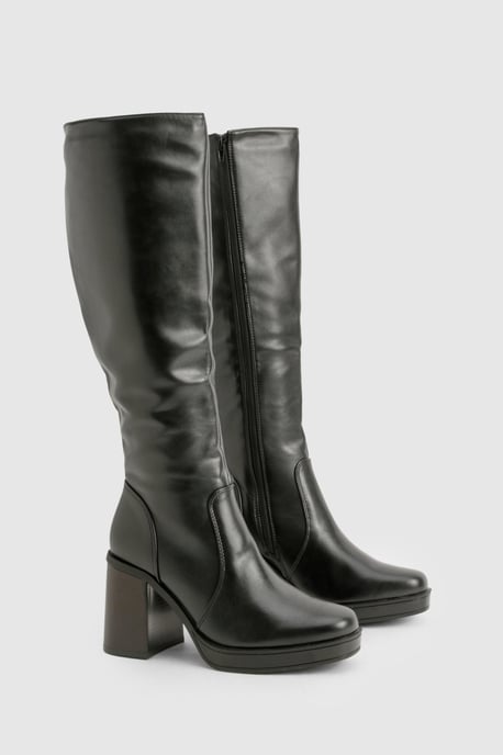 Knee High Platform Block Heel Boots - Image 2