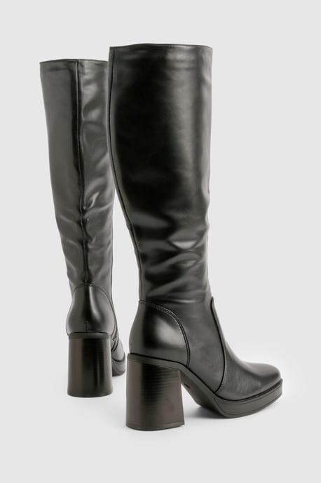 Knee High Platform Block Heel Boots - Image 4