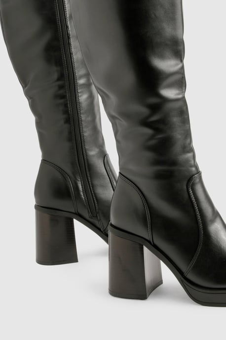 Knee High Platform Block Heel Boots - Image 5