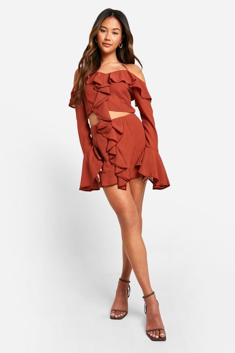 Chiffon Ruffle Front Mini Skirt - Image 3