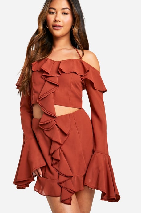 Chiffon Ruffle Front Mini Skirt - Image 4