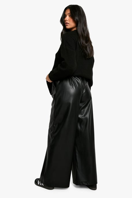 Maternity Elasticated Waist Pu Wide Leg Jogger - Image 2
