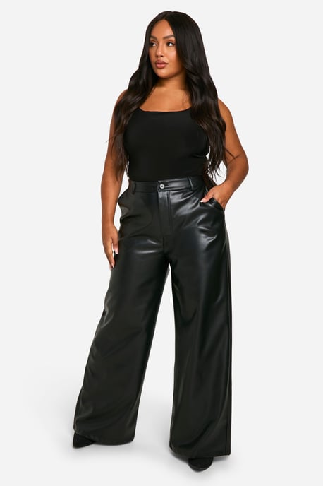 Plus High Waisted Pu Wide Leg Trouser - Image 1