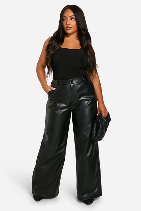 Plus High Waisted Pu Wide Leg Trouser - Image 3