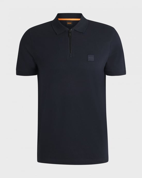 BOSS Orange Passerzip Mens Zip Placket Polo Shirt - Image 1