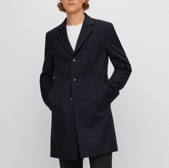Men's Boss H-Hyde Coat in Dark Blue - Image 3