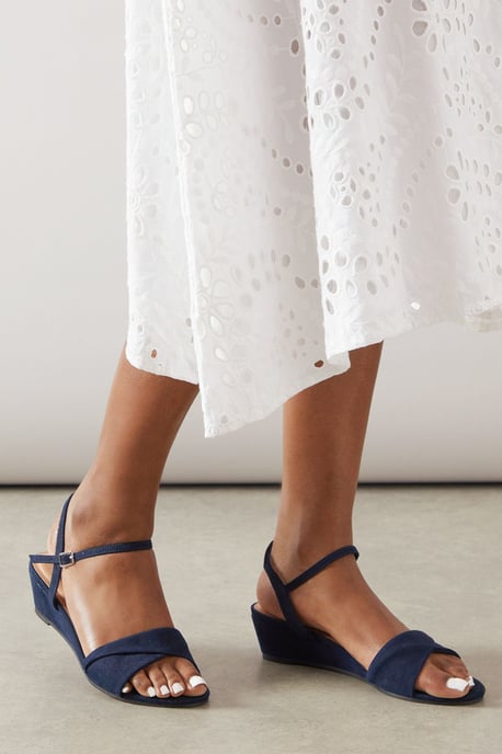 Wide Fit Ranae Soft Twist Low Wedge Sandals - Image 3