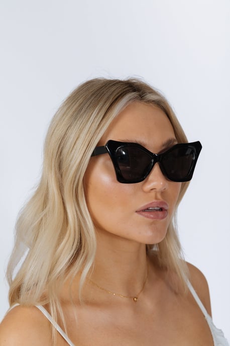 Oversized Cat-Eye Sunglasses in Black - Image 1