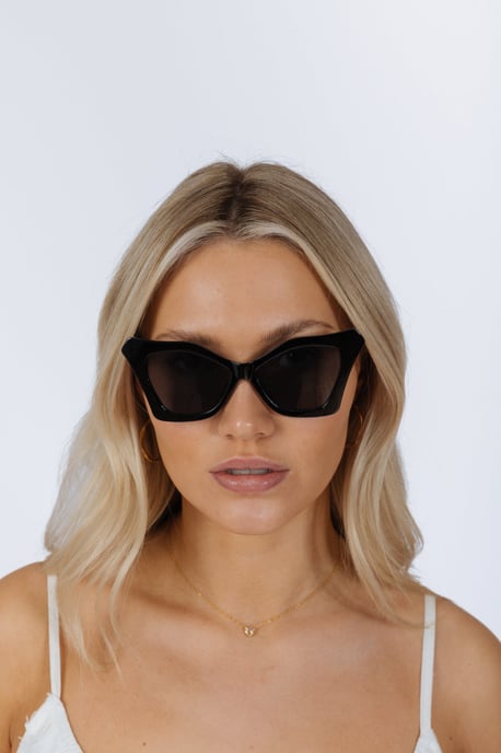 Oversized Cat-Eye Sunglasses in Black - Image 4