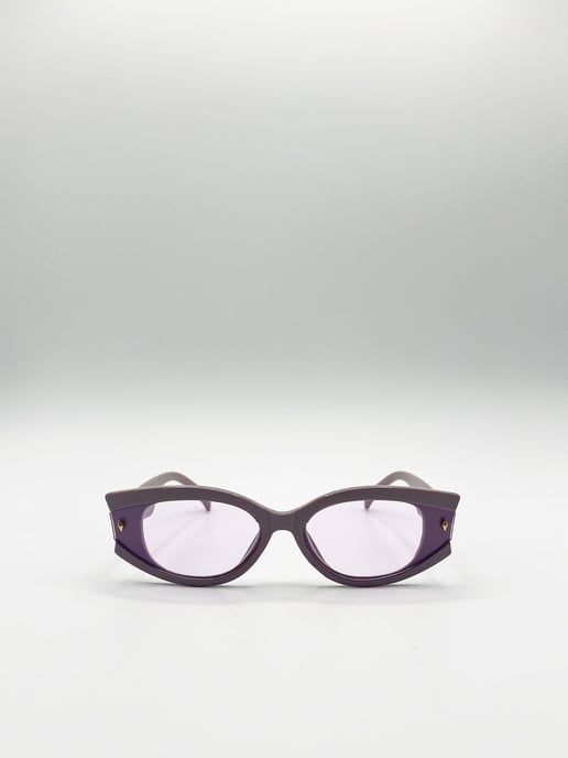 Oval Rectangular Vintage Sunglasses in Purple - Image 1