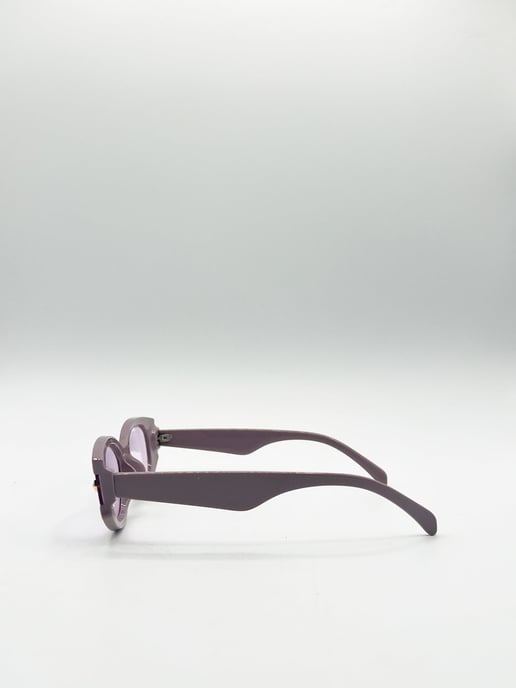 Oval Rectangular Vintage Sunglasses in Purple - Image 3