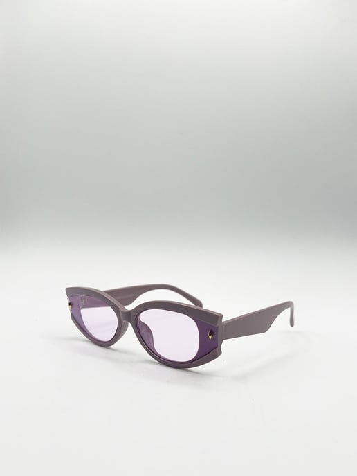 Oval Rectangular Vintage Sunglasses in Purple - Image 4