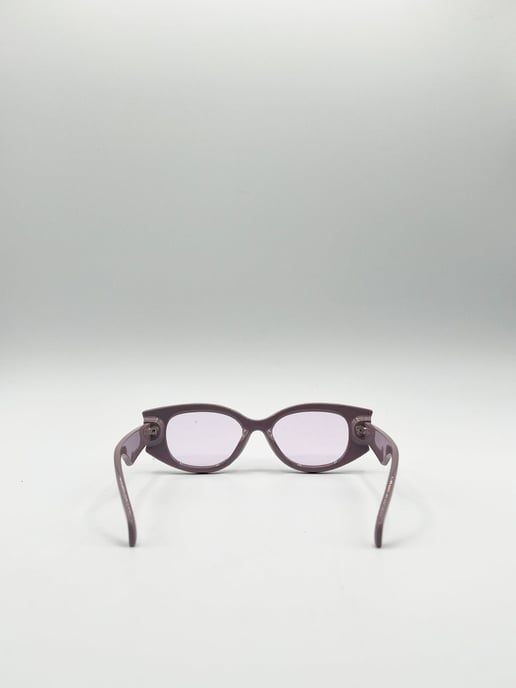 Oval Rectangular Vintage Sunglasses in Purple - Image 5