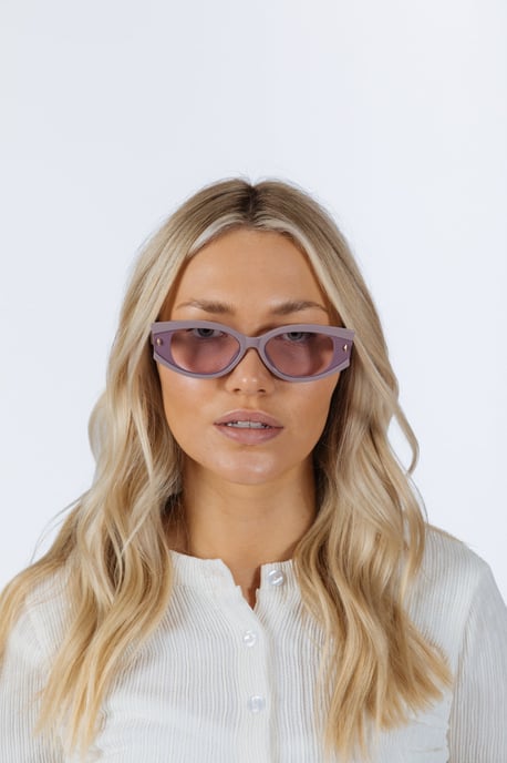 Oval Rectangular Vintage Sunglasses in Purple - Image 6