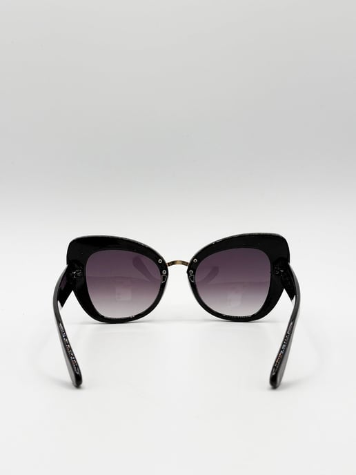 Oversized Cat-Eye Sunglasses in Black - Image 4