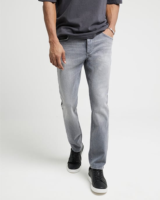 River Island Mens Faded Jeans Grey Slim Fit - Image 1