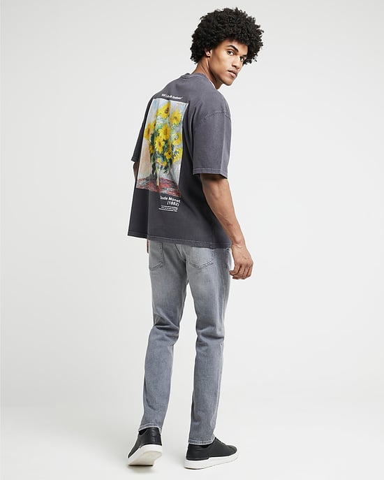 River Island Mens Faded Jeans Grey Slim Fit - Image 3