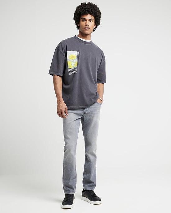 River Island Mens Faded Jeans Grey Slim Fit - Image 4
