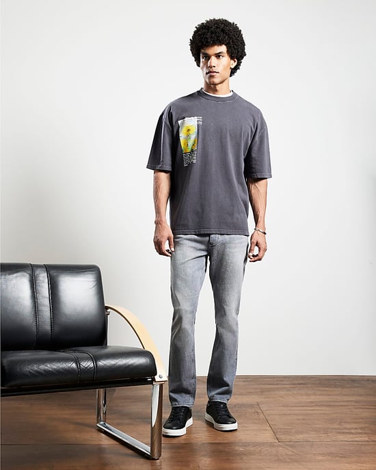 River Island Mens Faded Jeans Grey Slim Fit - Image 5