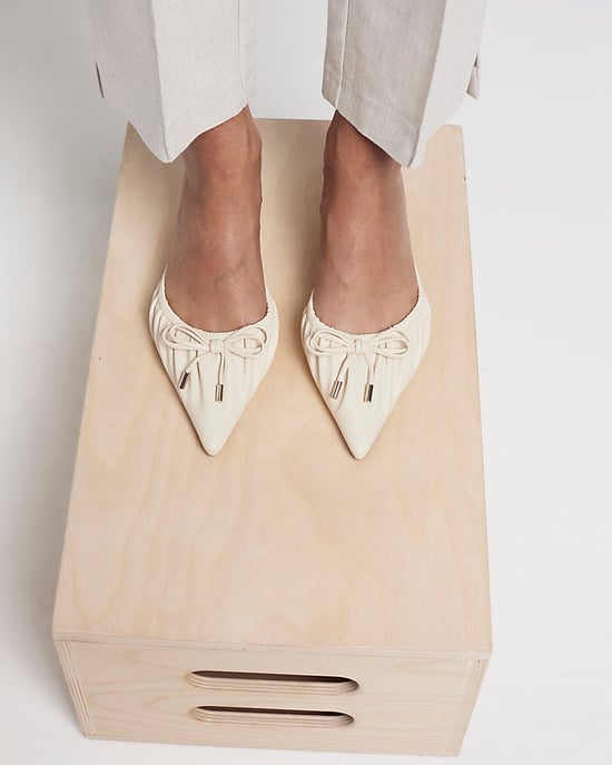 River Island Womens Court Shoes Cream Ruched Kitten Heel - Image 5