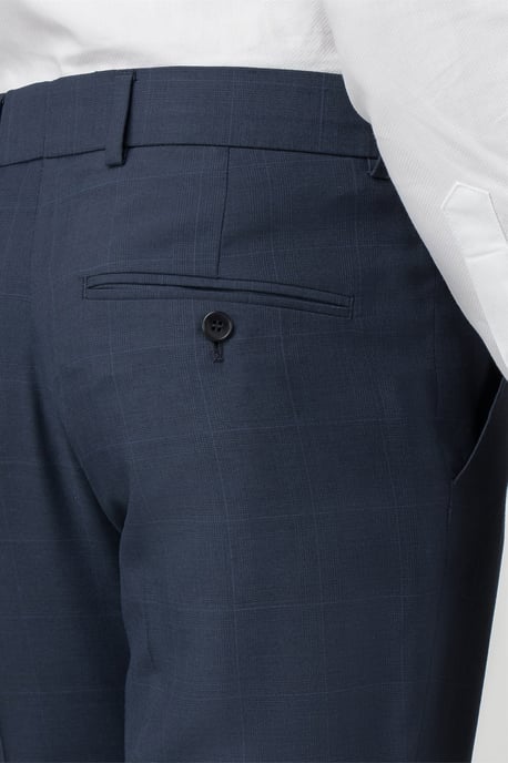 Blue Check Tailored Fit Trousers - Image 3