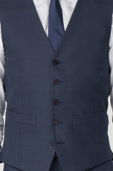 Blue Check Tailored Fit Trousers - Image 4