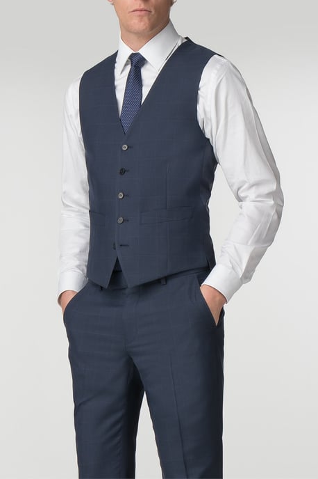 Blue Check Tailored Fit Trousers - Image 5