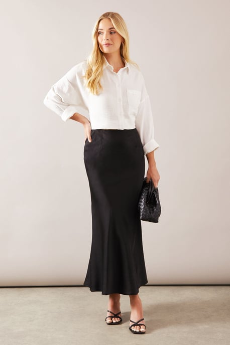 Petite Satin Bias Cut Midi Skirt - Image 1
