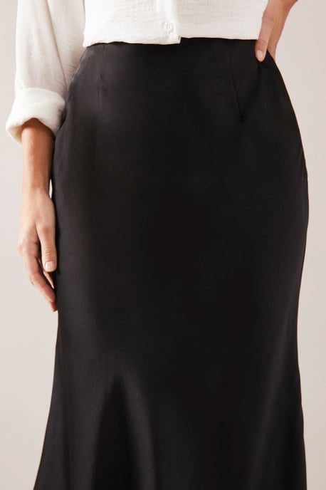 Petite Satin Bias Cut Midi Skirt - Image 4