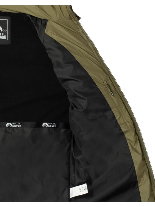 Arctic Seven Gewatteerde Winterjas voor Heren met Afneembare Capuchon Olijfgroen - Image 6