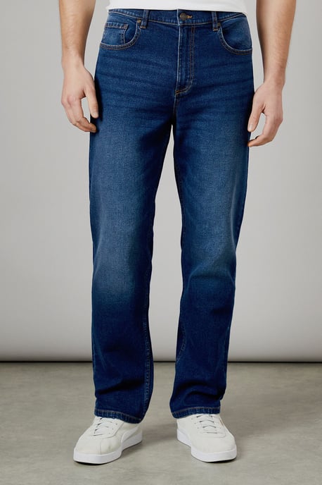 Dark Wash Premium Stretch Straight Fit Jeans - Image 1