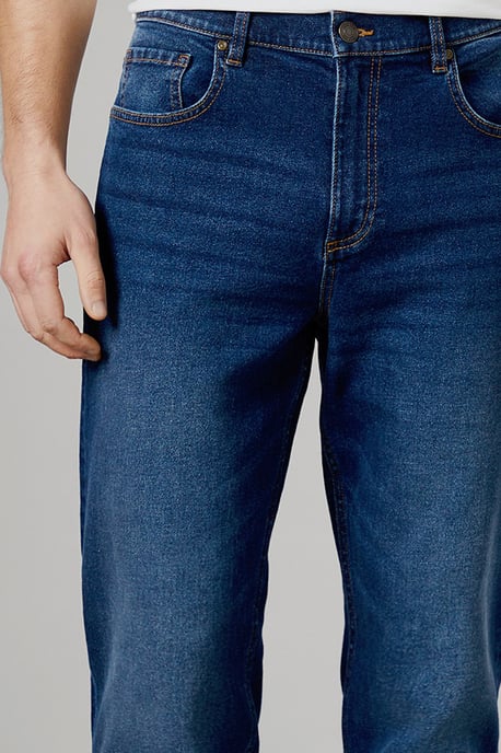 Dark Wash Premium Stretch Straight Fit Jeans - Image 2