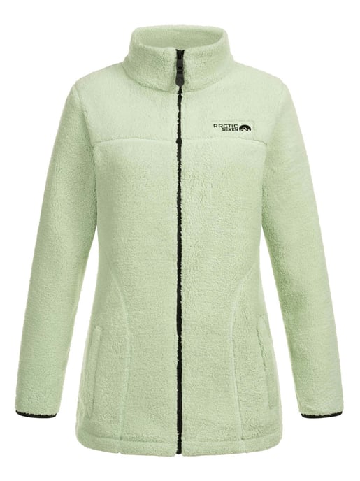 Arctic Seven Dames Sherpa Fleecejas – Warme Outdoorjas met Rits Dusty Mint - Image 3