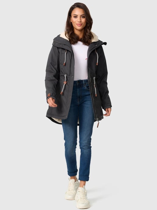 Navahoo Ireliaa Women's Parka – Wind-Resistant Winter Jacket with Teddy Fleece & Hood - Anthracite - Image 3