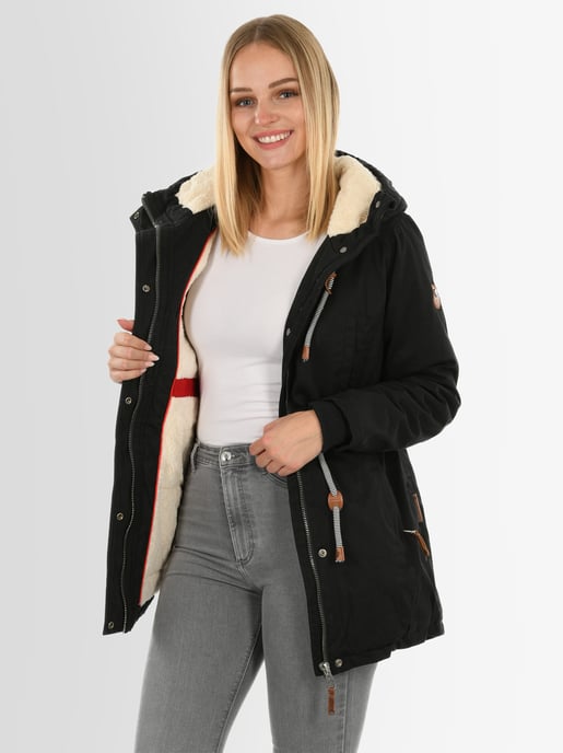 Navahoo Ireliaa Dam Parkas – Vindavvisande vinterjacka med teddyfoder och huva - Svart - Image 1