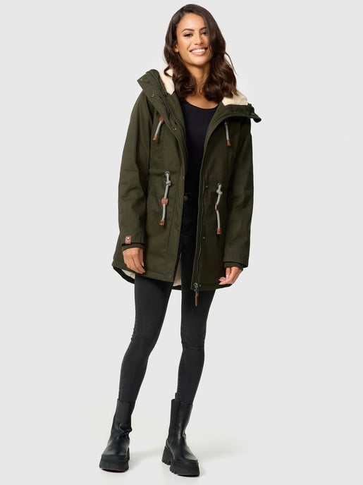 Navahoo Ireliaa Women's Parka – Wind-Resistant Winter Jacket with Teddy Fleece & Hood - Olive - Image 2